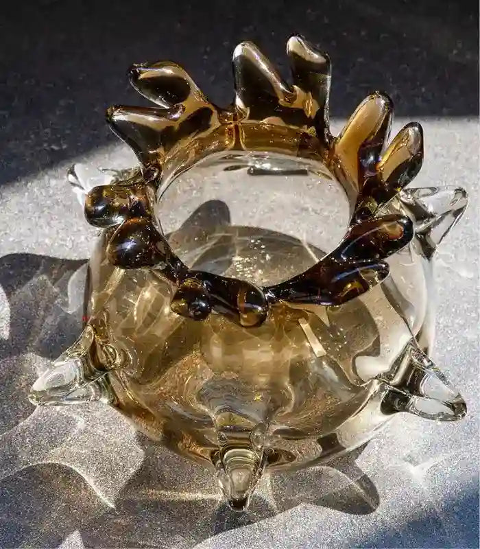 Smoke Wave Handblown Glass Vase – Organic Sculptural Design