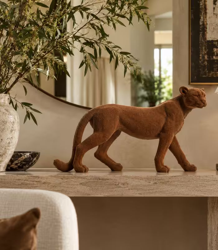 Serengeti Decorative Leopard Sculpture – Flocked Finish, 2 Colours 43.5 cm / 17.1 in