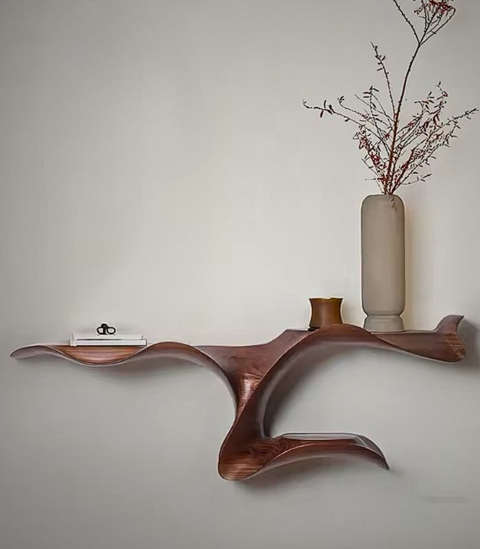 Celeste Wave Wall-Mounted Console Table | Artistic Wood Console for Modern Interiors