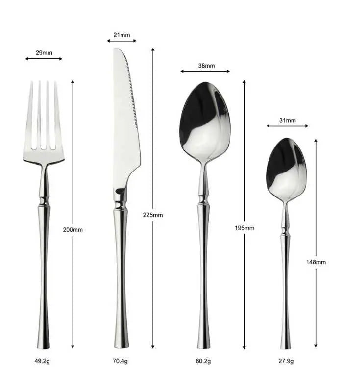 Set of 30 Classic Stainless Steel Art Deco Cutlery Silver Set for 6 people