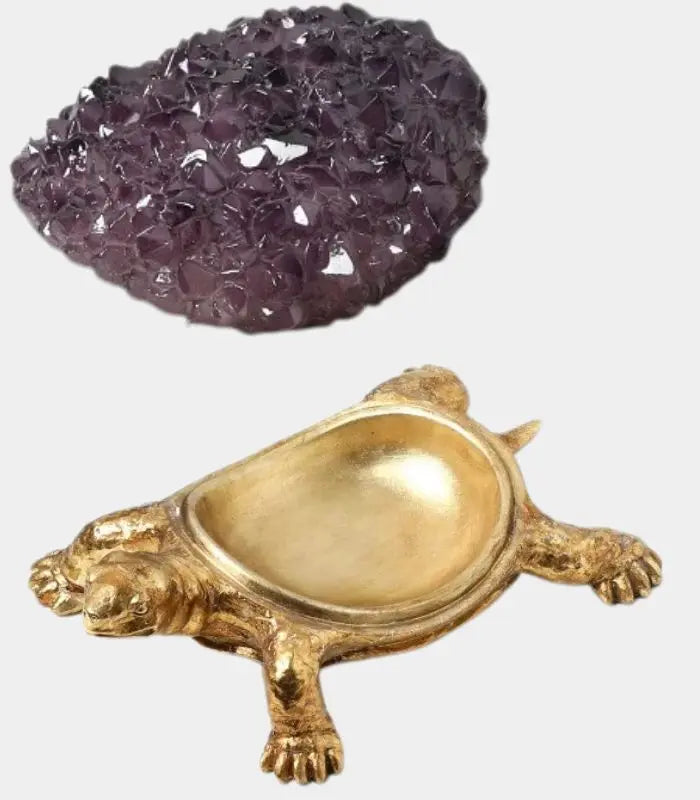 The Geode Turtle Trinket Box – Gold Resin Decorative Jewellery Storage 27 cm