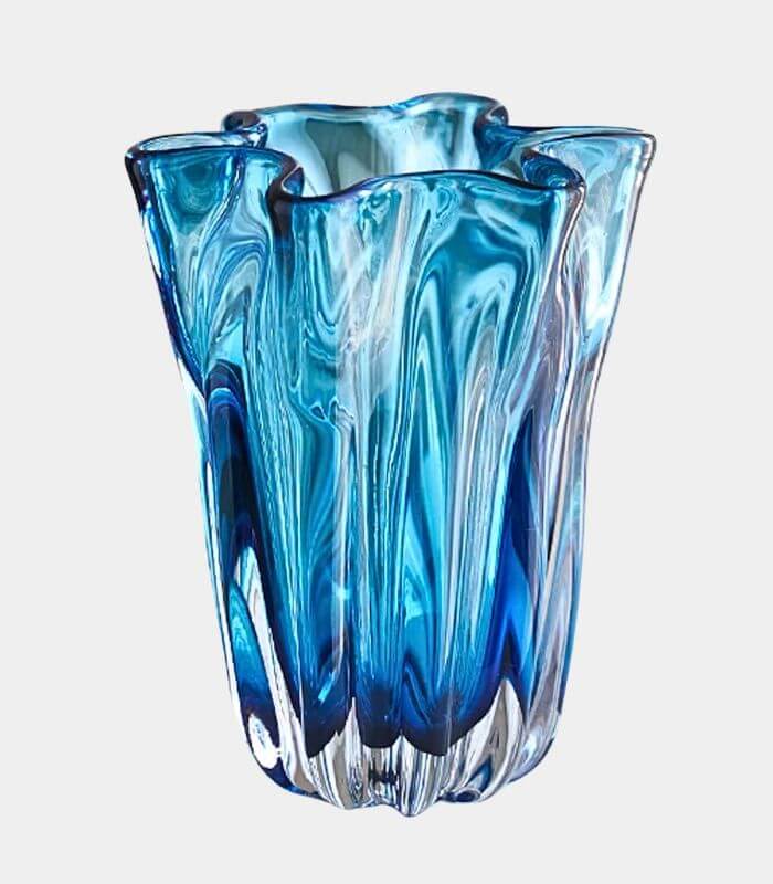 Azure Bloom Glass Vase - Handmade Decorative Vase in Three Sizes Blue