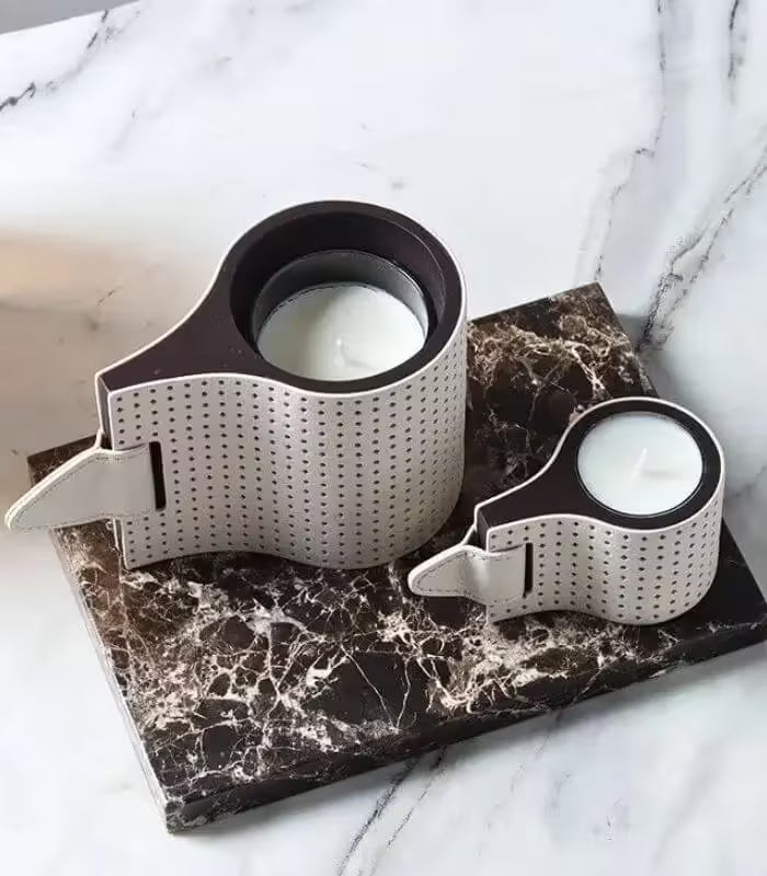 Perforated Leather Candle Holder – Modern Design