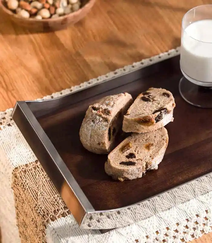 Modern Walnut Tray 304 Stainless Steel Rectangular