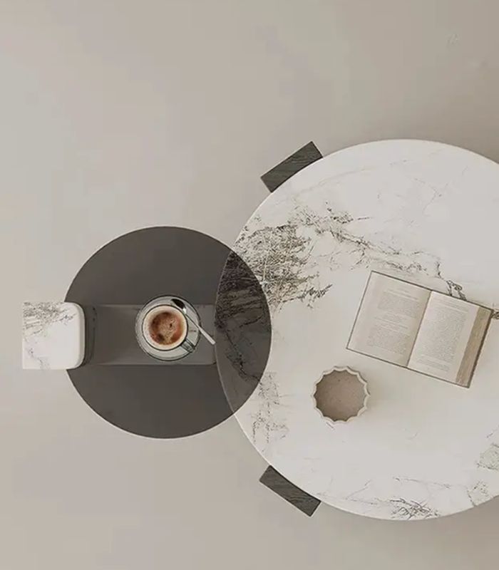 Marble & Glass Side Table 44 cm