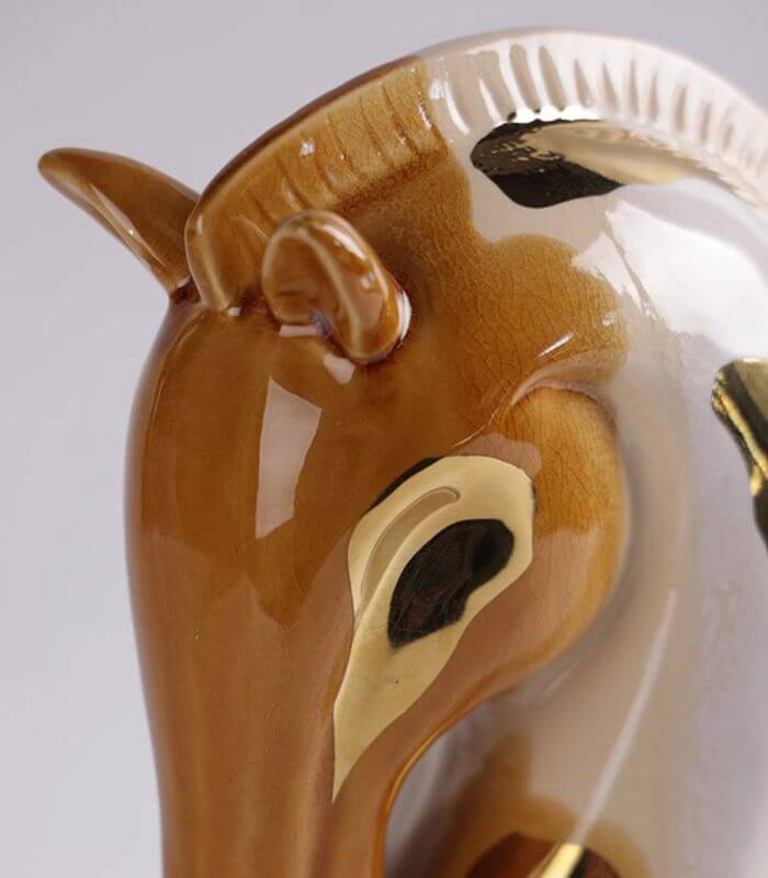 Elegant Porcelain Horse Bust Sculpture with Crackle Glaze – Available in Two Sizes