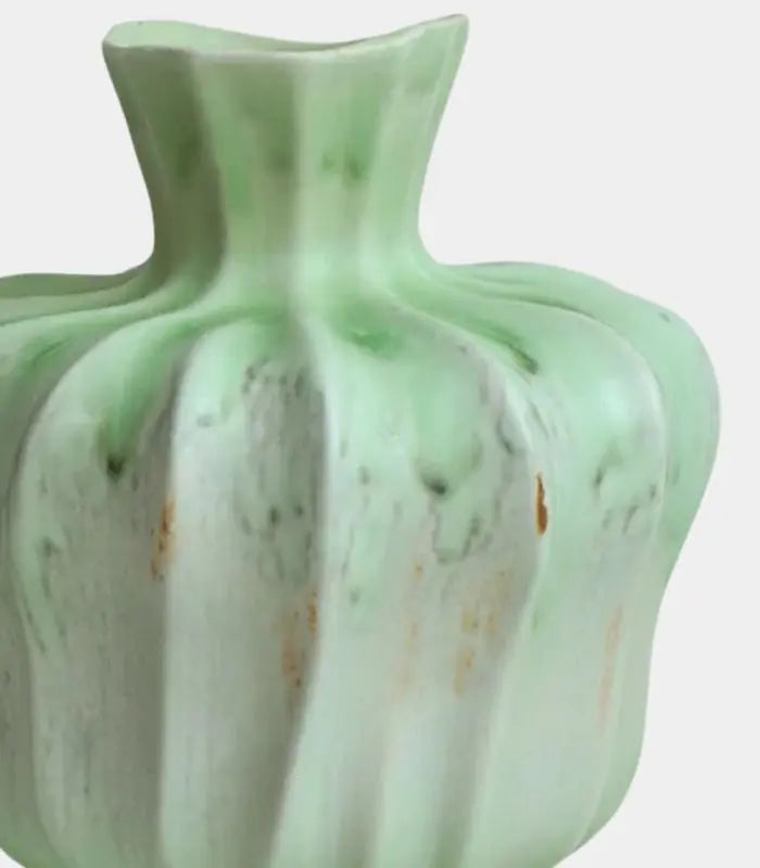Pauline Ceramic Vase – Sculptural Fluted Design 30 cm Green