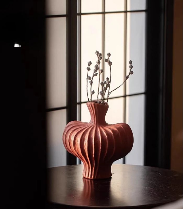 Red Table Vase Handmade