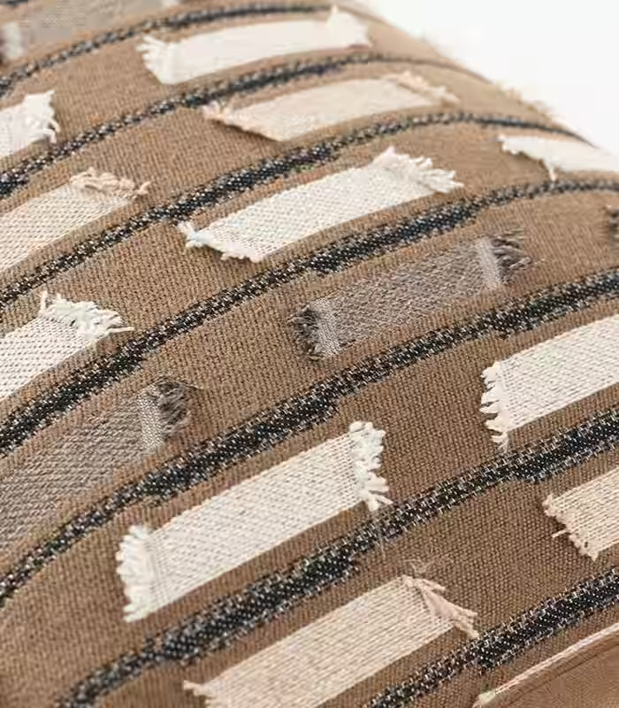 Marlowe Woven Textured Cushion Cover – Brown & Ivory Striped Jacquard, 3 Sizes