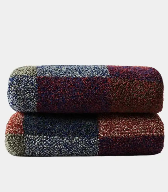 Brighton Multi-Colour Checkered Throw Blanket – Chunky Knit Acrylic Blanket for Sofa and Bed 130x160cm