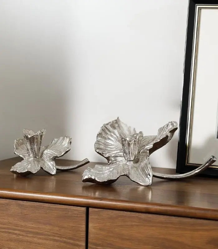 Orchid Bloom Candle Holder – Cast Aluminum Design