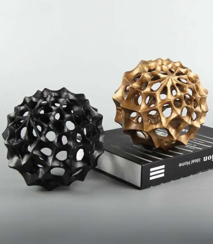 Decorative Ornament Sphere Sculpture Metal 15 cm