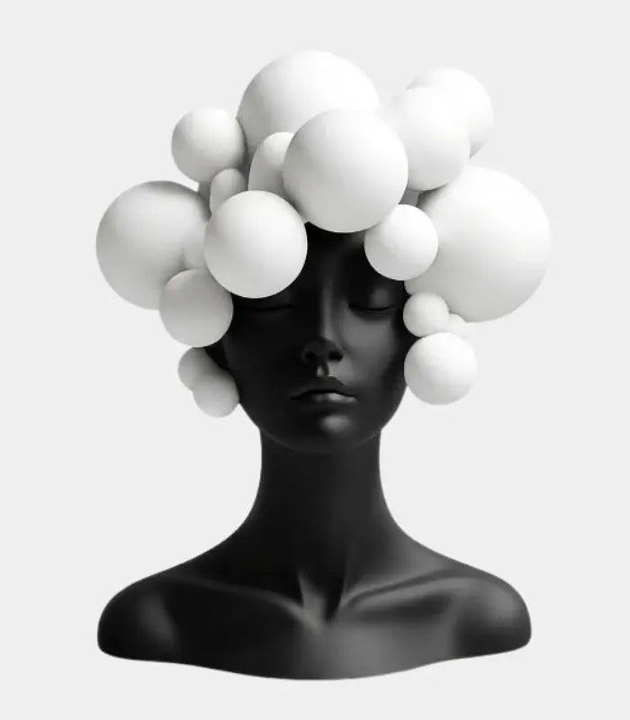 Nebula Resin Bust Sculpture – Abstract Sphere Hair Design Decorative Figurine 29 cm (11.42 in)