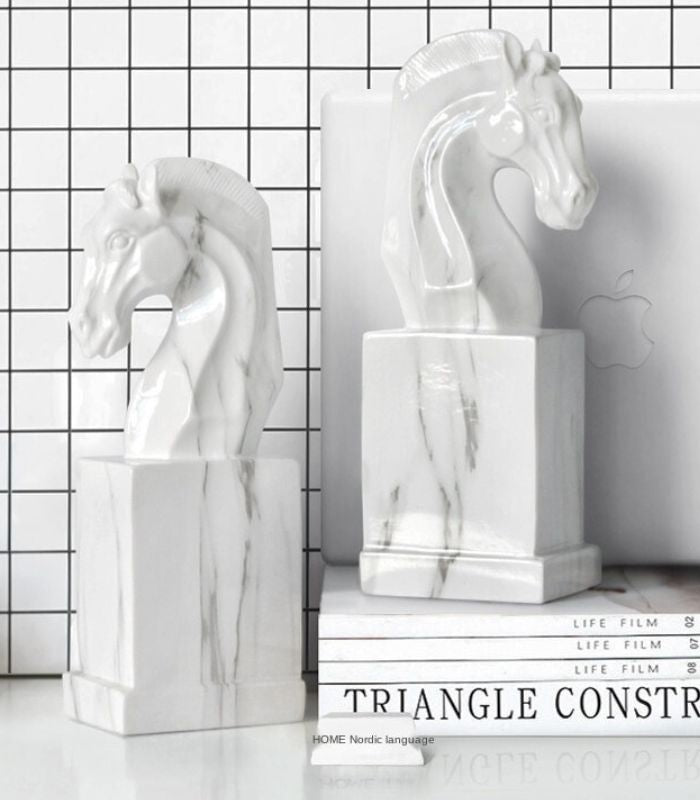 Set 2 Pcs Horse Sculpture Bookends Resin Large 24.5 cm Resin