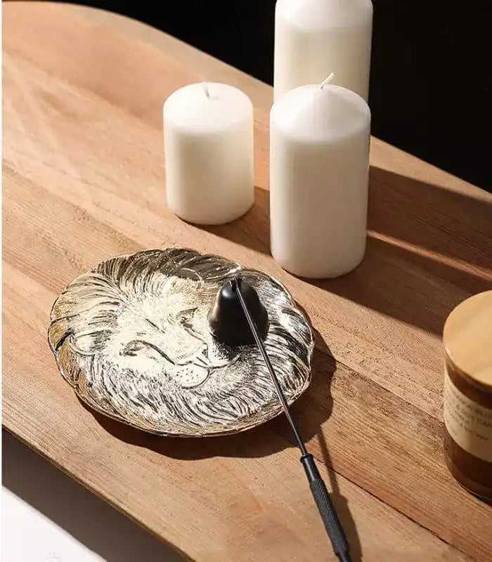 Majestic Lion Embossed Metal Jewelry Tray - Elegant Decorative Catchall Dish