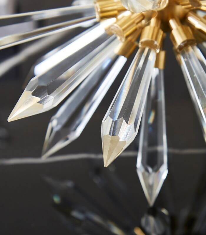 Modern Crystal Sunburst Table Sculpture | Contemporary Gold & Crystal Home Decor Accent Piece | Decorative Art Object