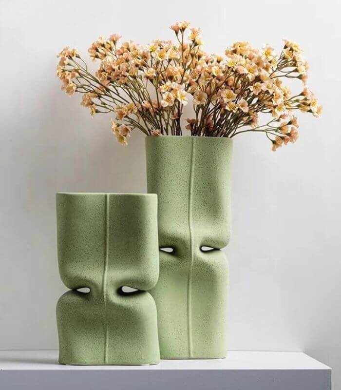 Ceramic Vase Kona with Irregular Design Green