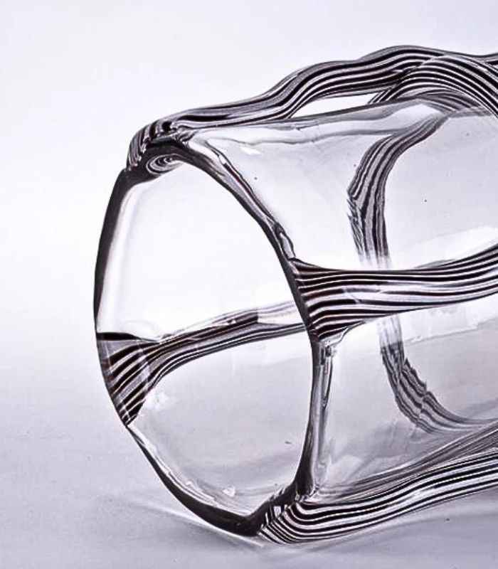 Artisan Hand Blown Glass Vases - Sculptural Elegance Black and White