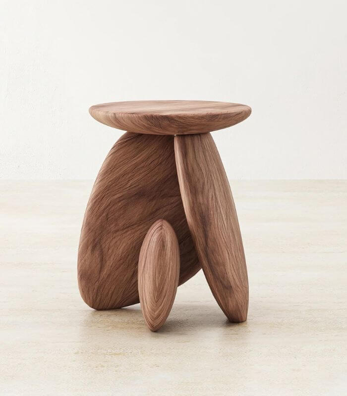 Sculpted Pebble Side Table Raintree Wood