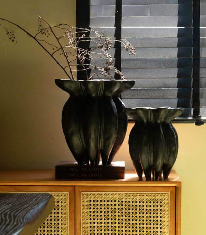 Ebon Bloom Vase - Elegant Handcrafted Black Vase Handcrafted