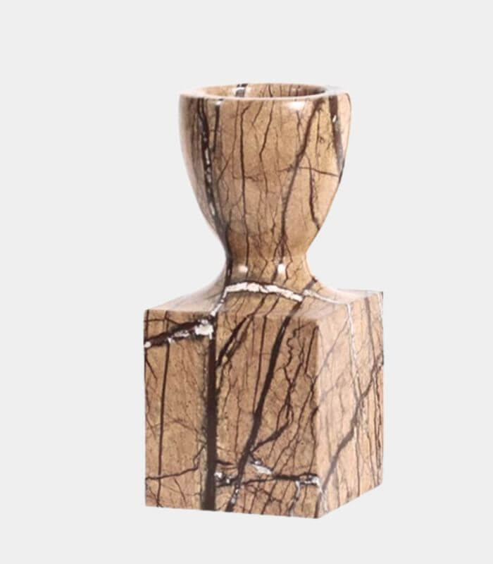 Natural Marble Candle Holders Brown