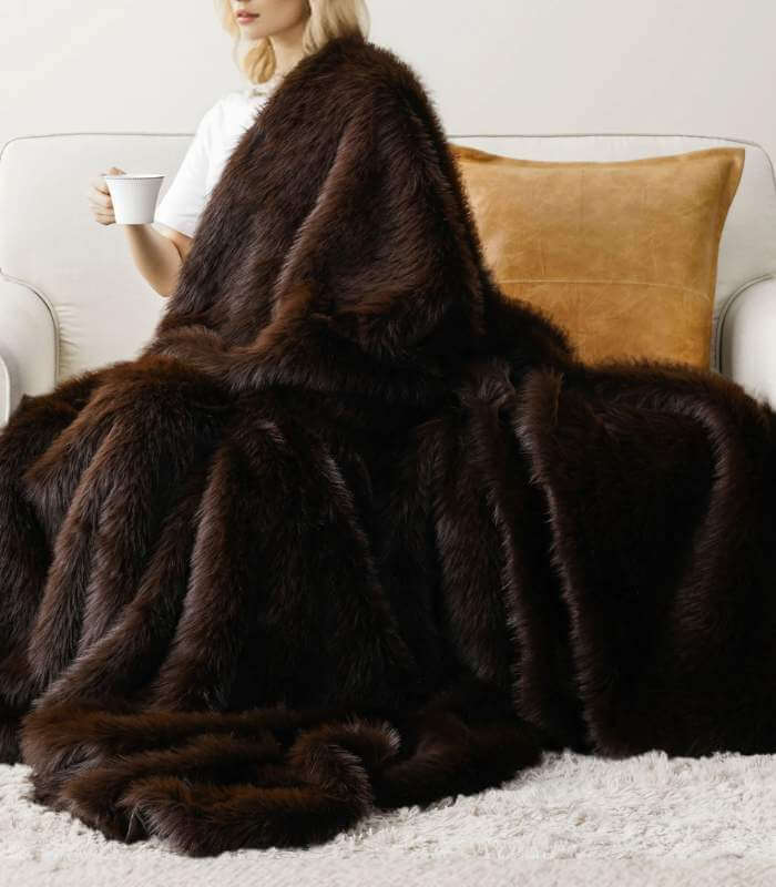 Faux Fur Throw Blanket Plush Faux Fur Throw Chocolate Brown