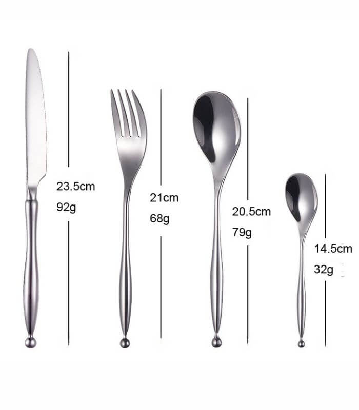 Weighted-Handle Flatware Set | 24-Piece Elegant Dining Collection with Sphere Detail | Modern Stainless Steel Cutlery Service for 6