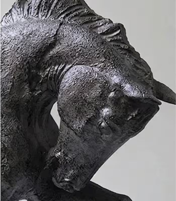 Contemplative Equine Decorative Sculpture Artisan Resin Object Large 43 cm (16.9 in) Black