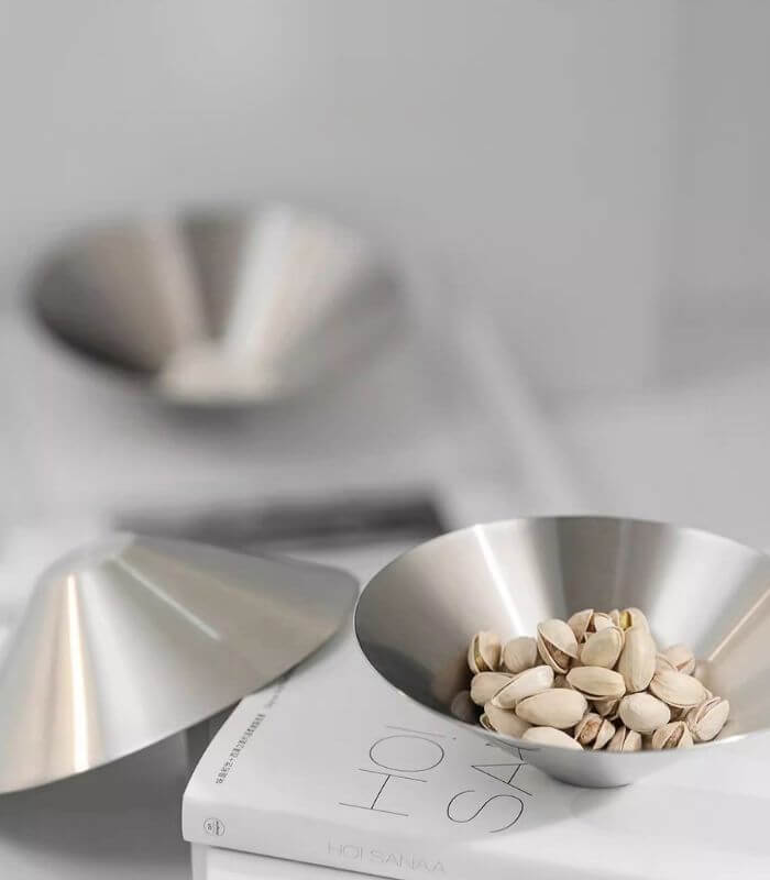 Modern Minimalist Stainless Steel Conical Bowl | Designer Snack Dish & Candle Holder (2 Sizes)