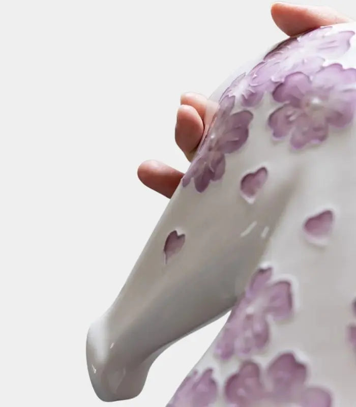 Celestine Ceramic Horse Head Sculpture – Hand-Painted Floral Design