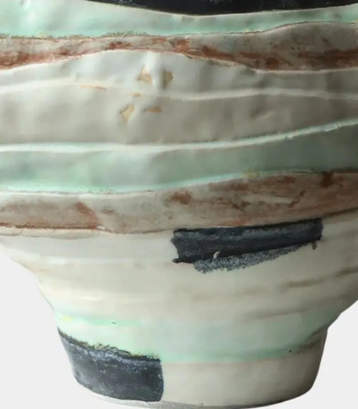Meridian Ceramic Vase – Handcrafted Striped Design 32 cm (12.60 in)