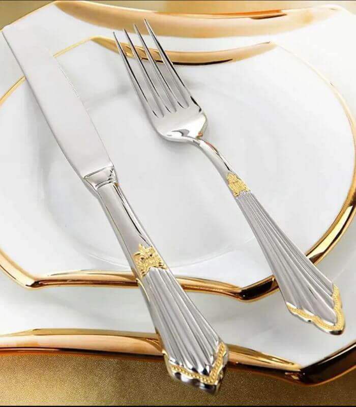 24 Pcs Raffaello Flatware Cutlery Set Silver & Gold