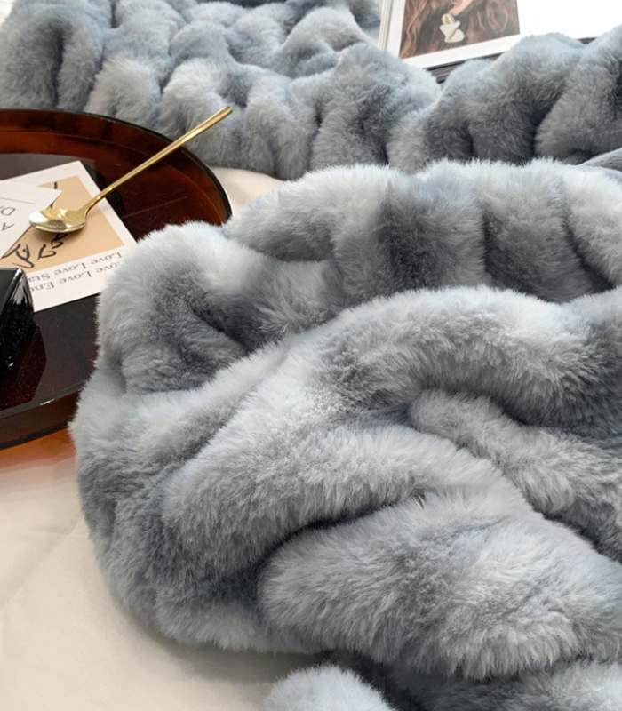 Faux Fur Throw Blanket Decorative Large Blue