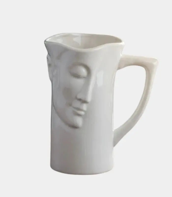 Profilo Sculptural Ceramic Vase Pitcher – Neoclassical Face Design 20 cm