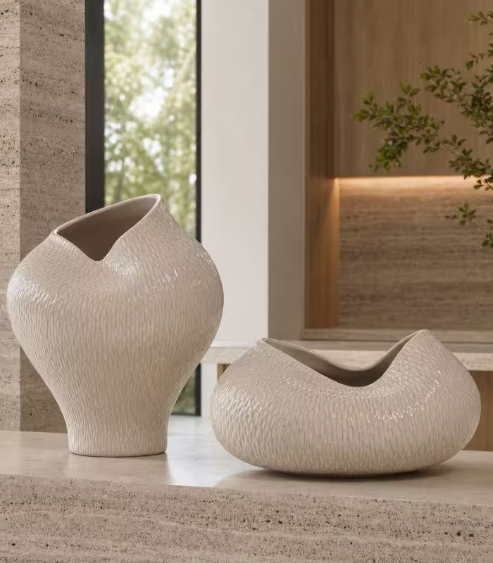 Odessa Handcrafted Ceramic Vase – White Textured Organic Sculptural Form 29 cm (11.42 in)