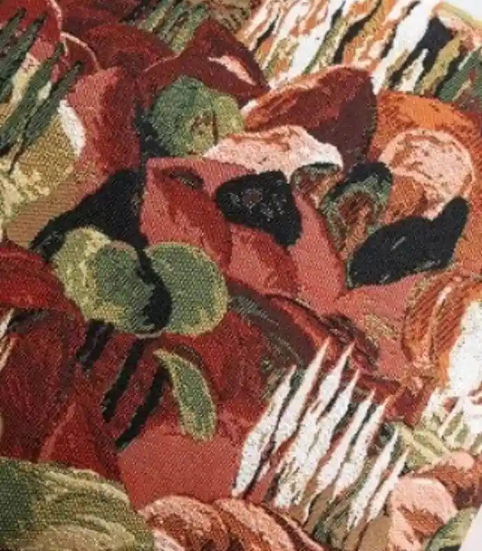 Floral Jacquard Cushion Cover – Artistic Botanical Tapestry Design