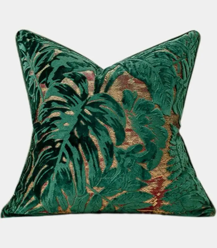 Velvet Floral Garden Cushion Cover Velvet Embroidery Green