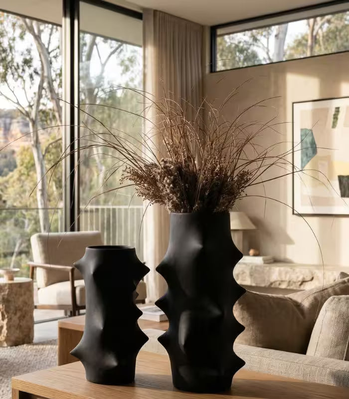 Thorn Matte Black Ceramic Vase – Sculptural Spiked Design