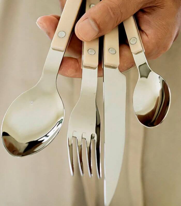 24 Pcs Ivory European-Inspired Cutlery Set 18/10 Stainless Steel Set for 6 People
