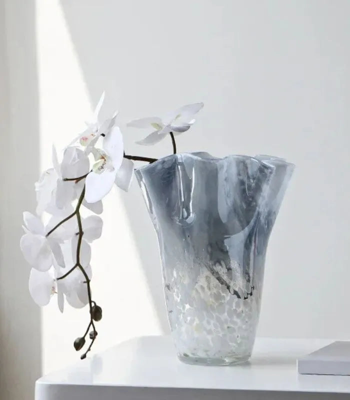Ethereal Glass Vase – Organic Sculptural Design Blue