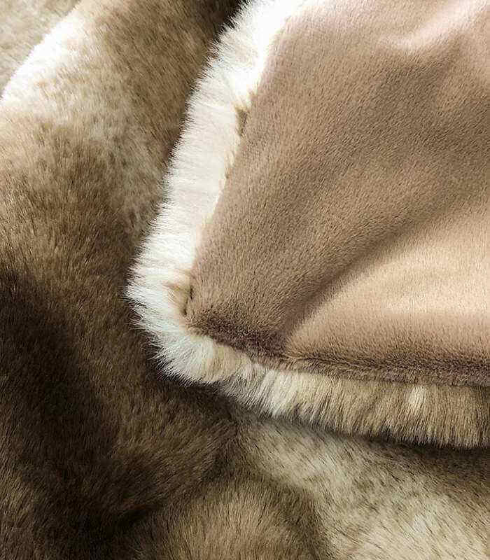 Faux Fur Blanket Soft Light Brown