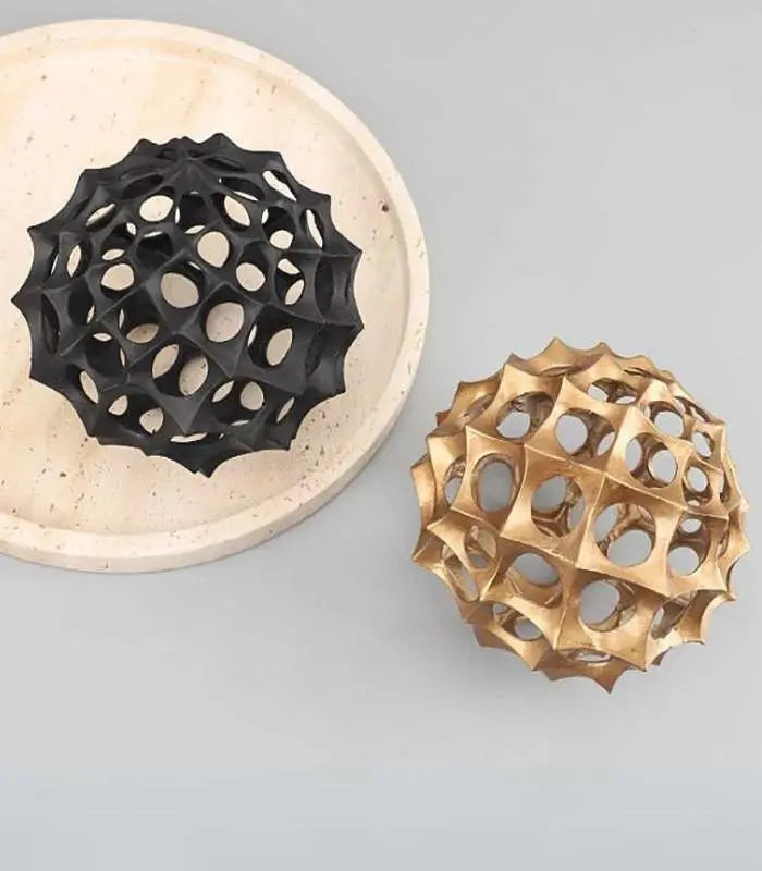 Decorative Ornament Sphere Sculpture Metal 15 cm