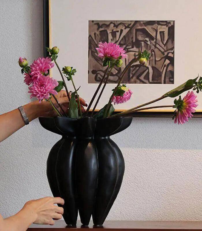 Ebon Bloom Vase - Elegant Handcrafted Black Vase Handcrafted