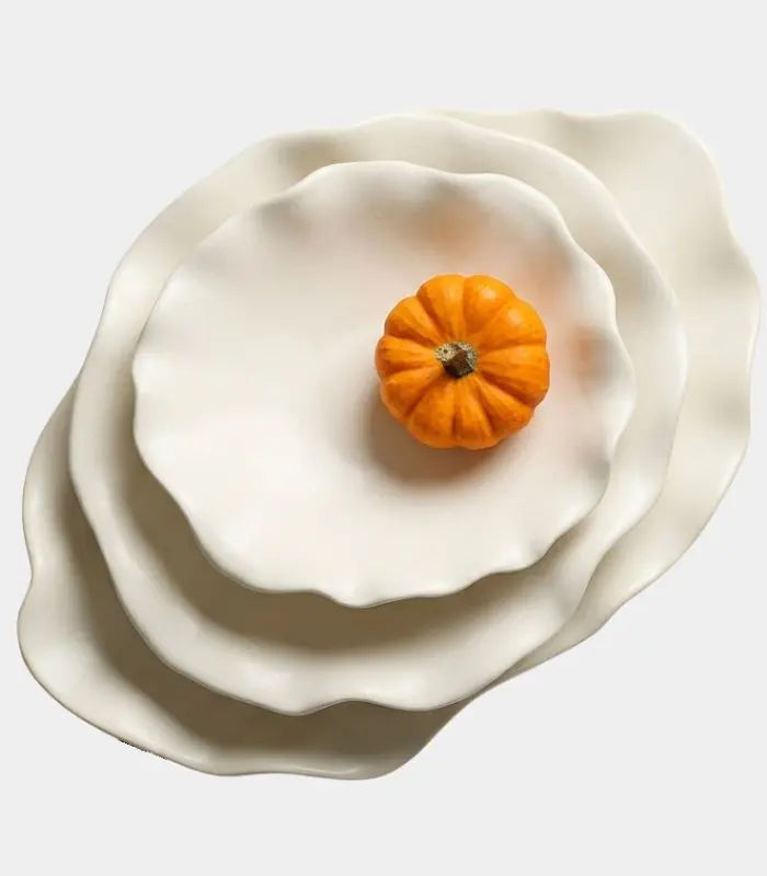 Lotus Ceramic Collection – Organic Serveware in Three Sizes Dinnerware Plates