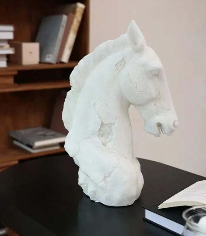 Majestic Horse Head Sculpture – Pearl White Resin Bust