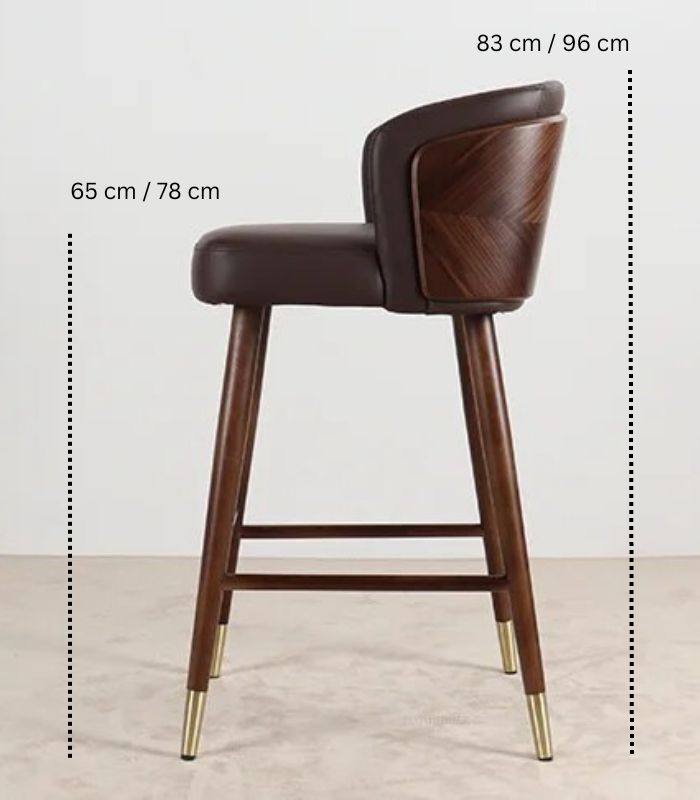 Hollyfield Modern Leather Bar Chair Brown Wood