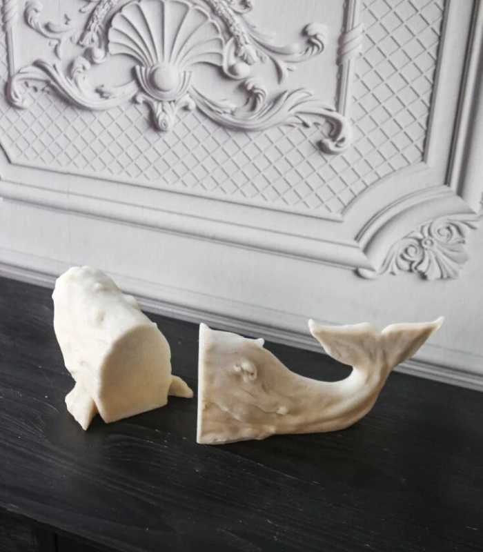 Set 2pcs White Whale Decorative Bookends Resin 40.5 cm