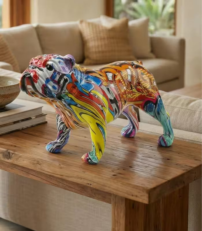 Handcrafted Bulldog Resin Sculpture – Colorful Urban Art 27 cm Decorative Figurine