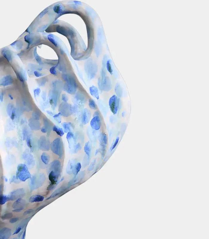 Blue Speckled Ceramic Vase – Handcrafted Contemporary Statement Piece 33 x 36 cm