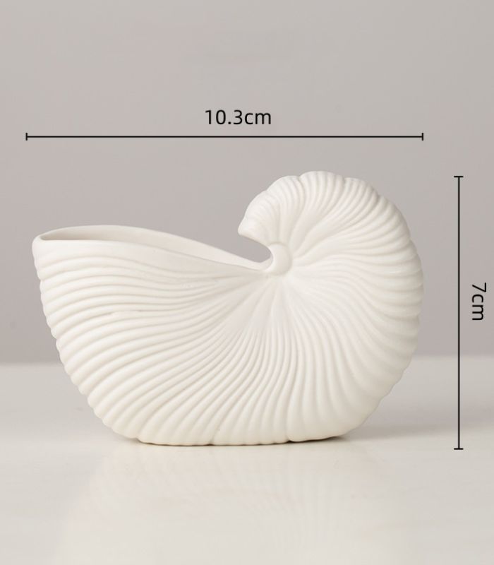 Ceramic Shell Pot Oceanic Vessel Collection Matt White